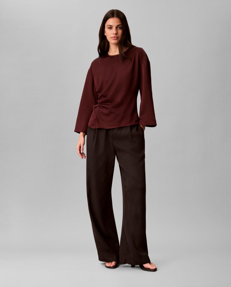 Top de mujer satén mate fruncido - Calvin Klein - Marrón oscuro Marrón oscuro-3