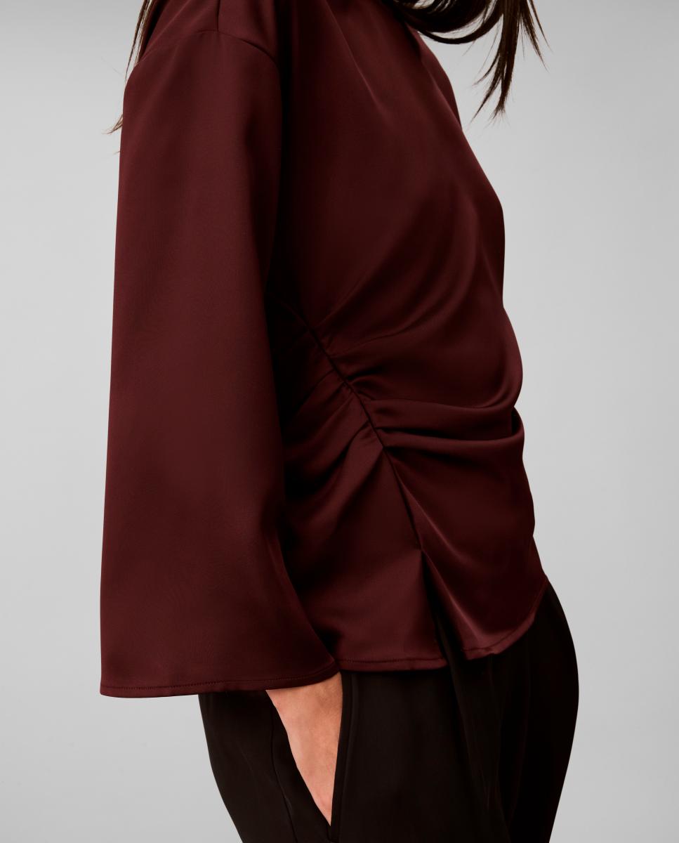 Top de mujer satén mate fruncido - Calvin Klein - Marrón oscuro Marrón oscuro-5