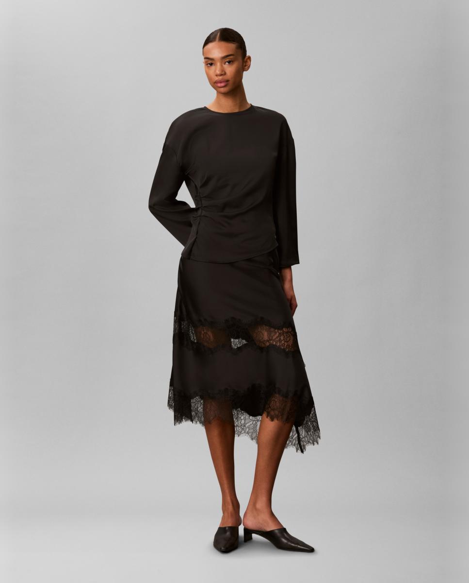 Top de mujer satén fruncido - Calvin Klein - Negro Negro-6