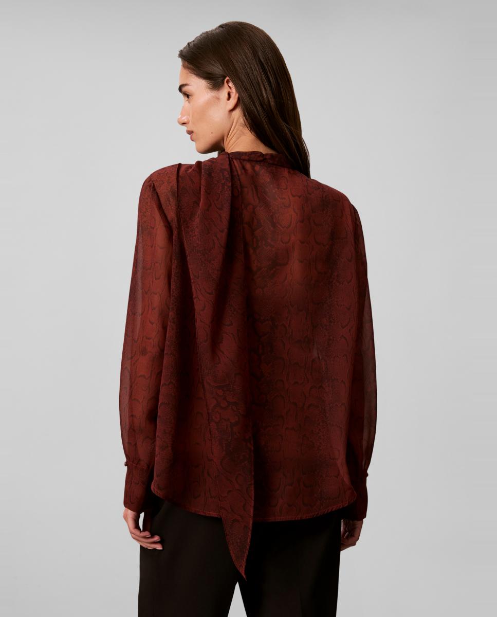 Top de mujer gasa estampada con bufanda - Calvin Klein - Marrón oscuro Marrón oscuro-2