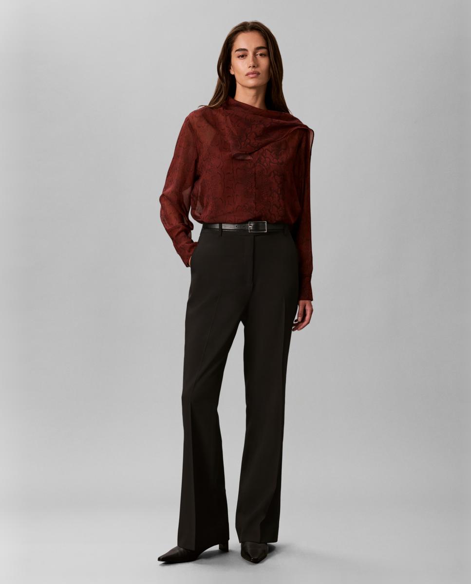 Top de mujer gasa estampada con bufanda - Calvin Klein - Marrón oscuro Marrón oscuro-6
