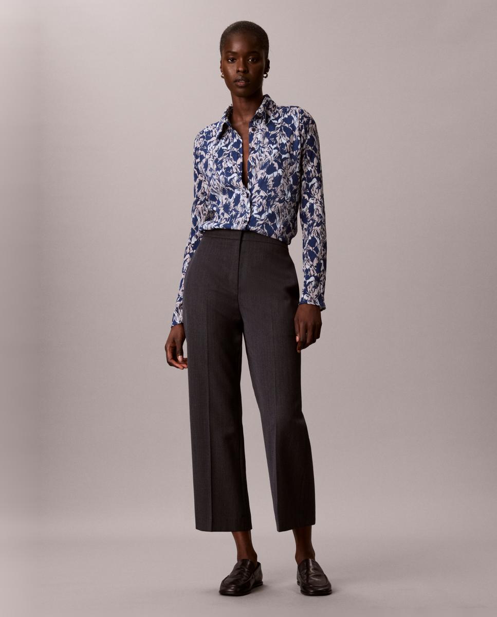 Camisa de mujer slim gasa estampada - Calvin Klein - Azul Azul-2