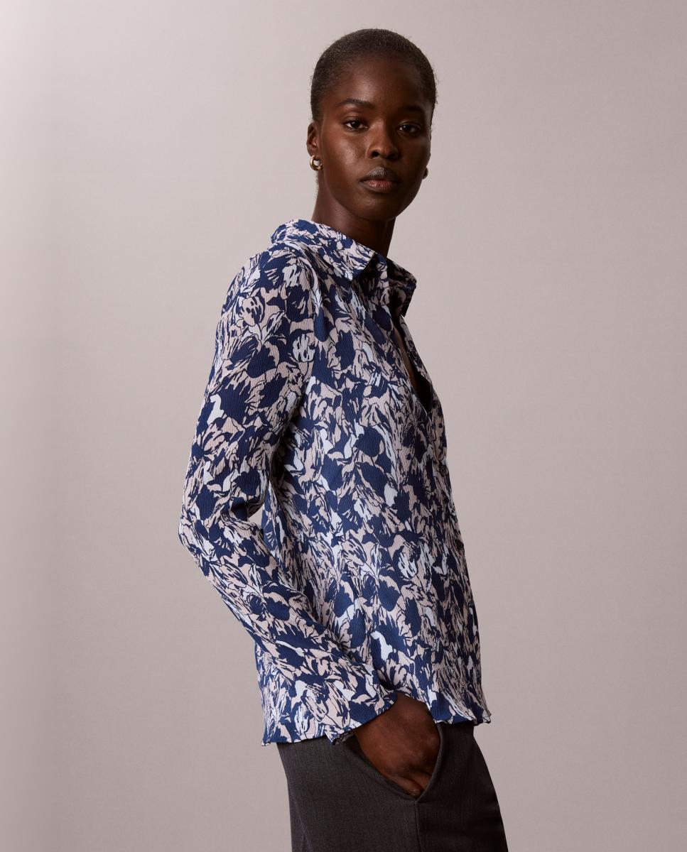 Camisa de mujer slim gasa estampada - Calvin Klein - Azul Azul-4