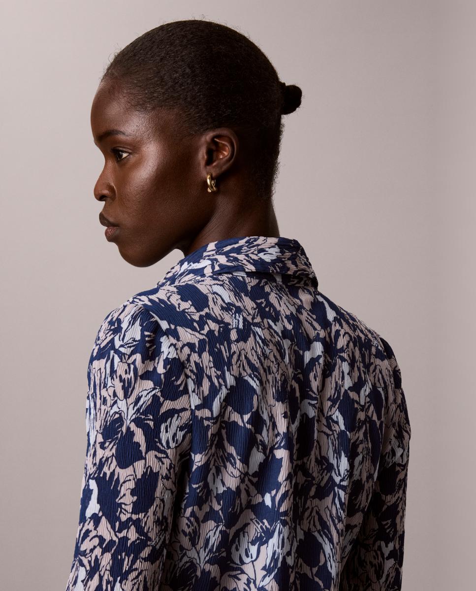 Camisa de mujer slim gasa estampada - Calvin Klein - Azul Azul-5