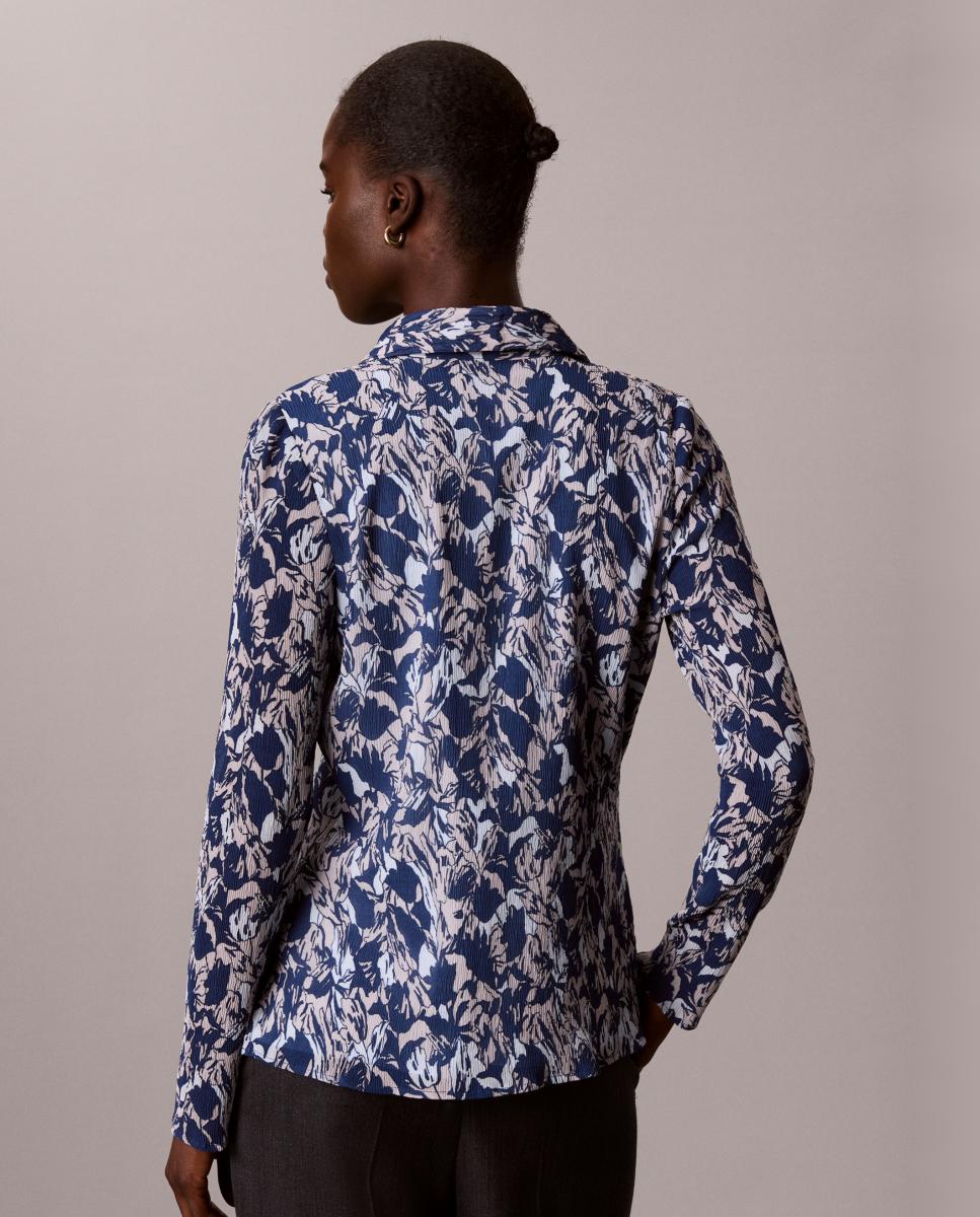 Camisa de mujer slim gasa estampada - Calvin Klein - Azul Azul-6