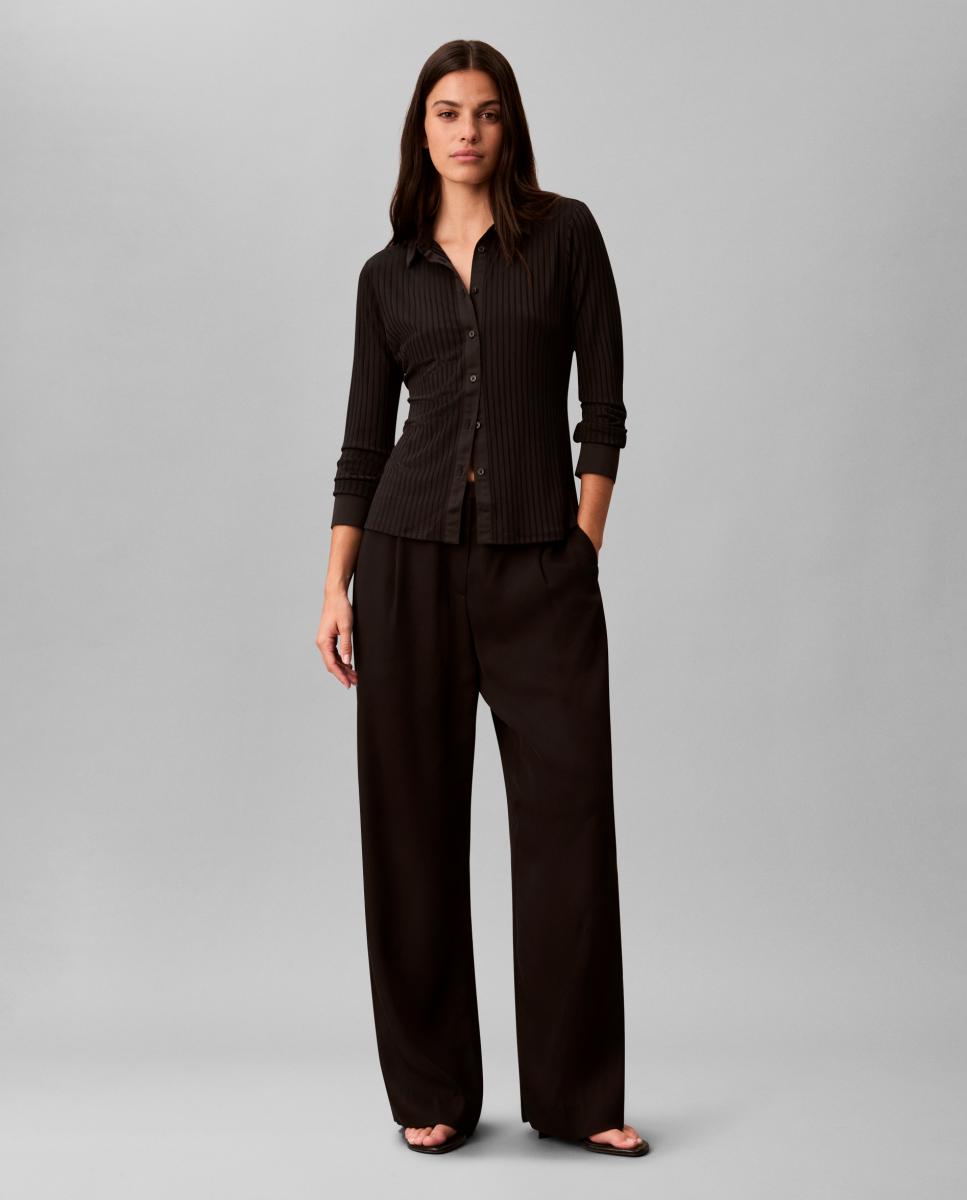 Camisa de mujer punto texturizado brillante - Calvin Klein - Negro Negro-3