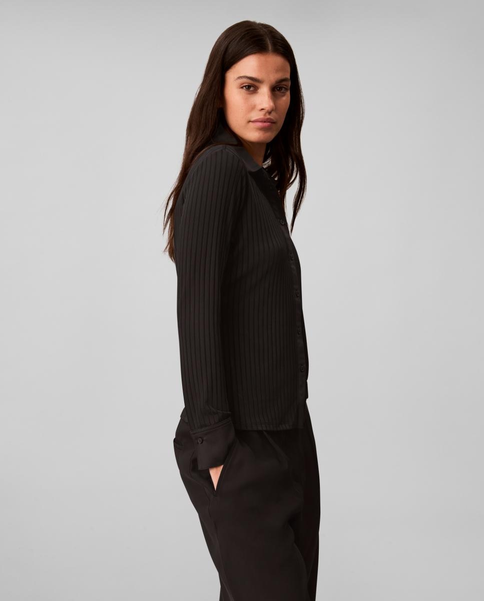 Camisa de mujer punto texturizado brillante - Calvin Klein - Negro Negro-5