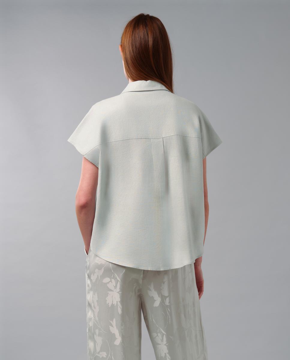 Camisa de Linho de Corte Clássico Verde-claro-6