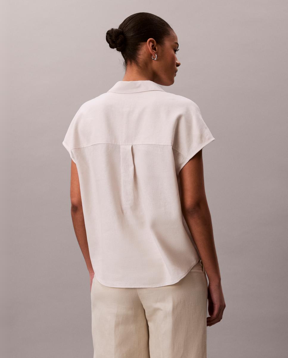 Camisa de Linho de Corte Clássico Cru-3
