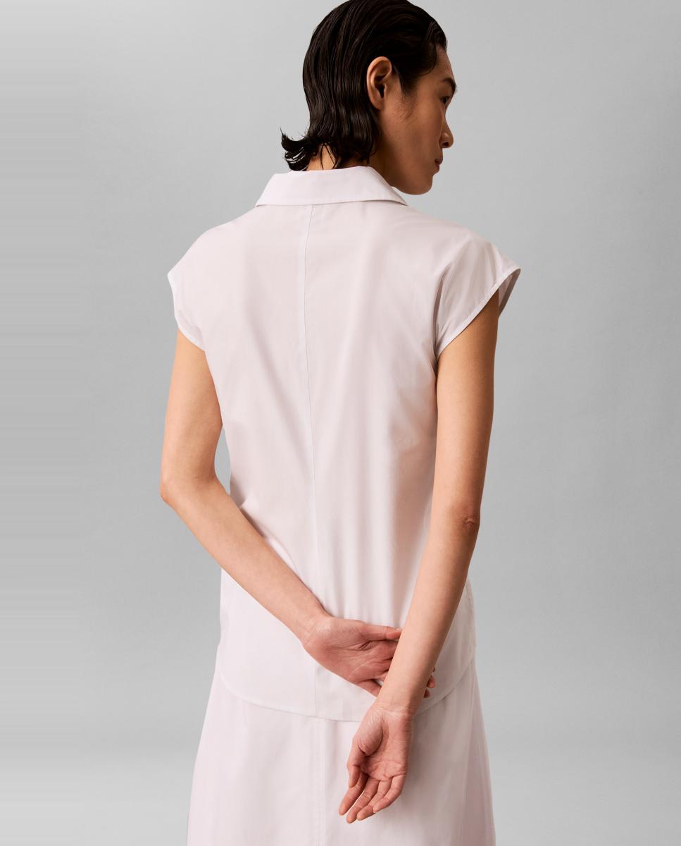 Camisa de Popelina com Laço Branco-2