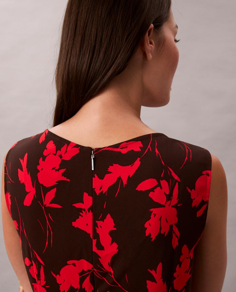 Top Estampado com Gola Drapeada Vermelho-5