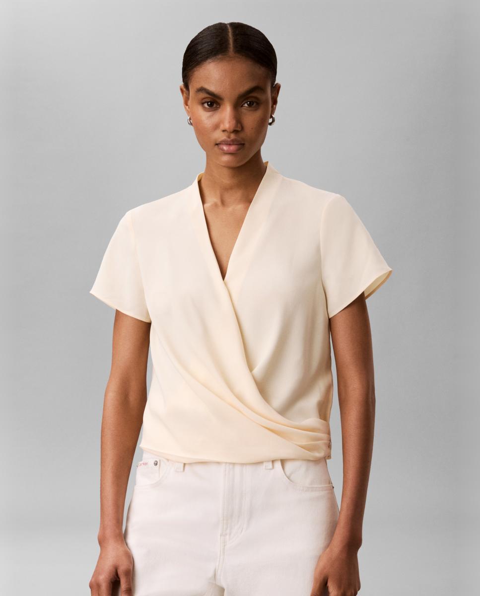 Imagen 0 de Top de mujer crepe drapeado Crema
