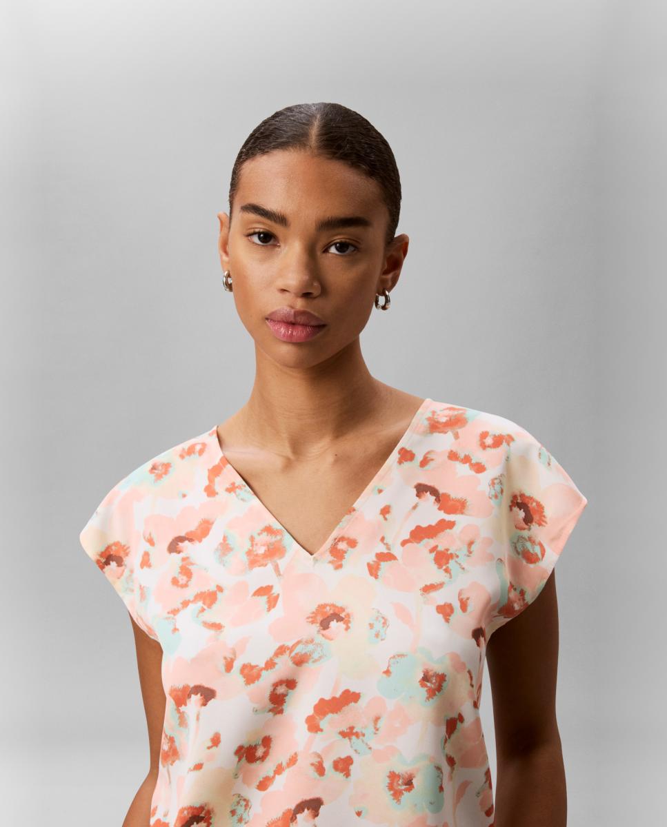 Top de Cetim Mate com Estampado Pêssego-3