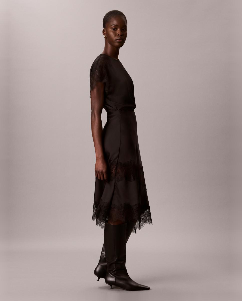 Top de mujer satén con encaje - Calvin Klein - Negro Negro-5