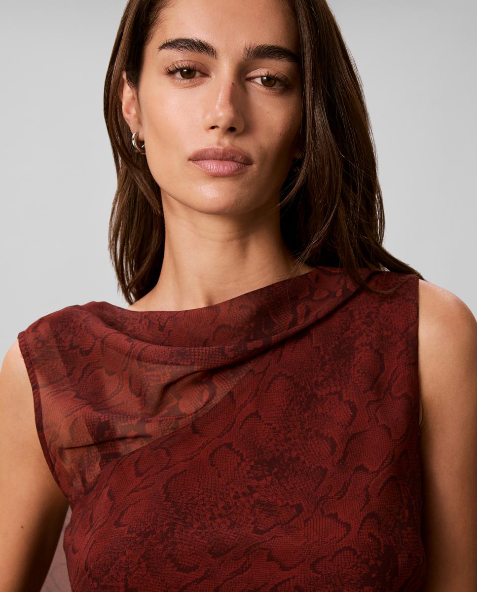 Top de mujer con pañuelo gasa estampada - Calvin Klein - Marrón oscuro Marrón oscuro-4