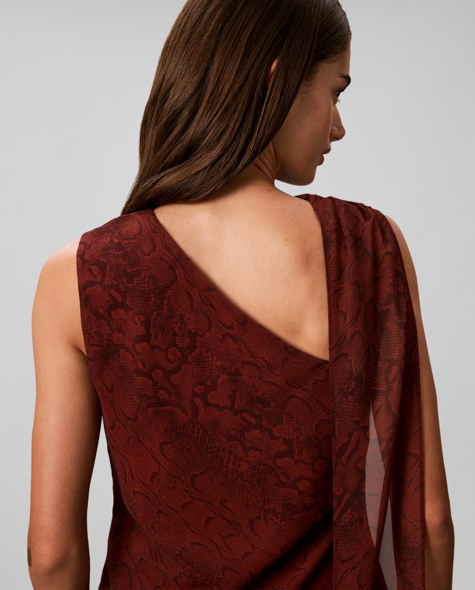 Top de mujer con pañuelo gasa estampada - Calvin Klein - Marrón oscuro Marrón oscuro-5