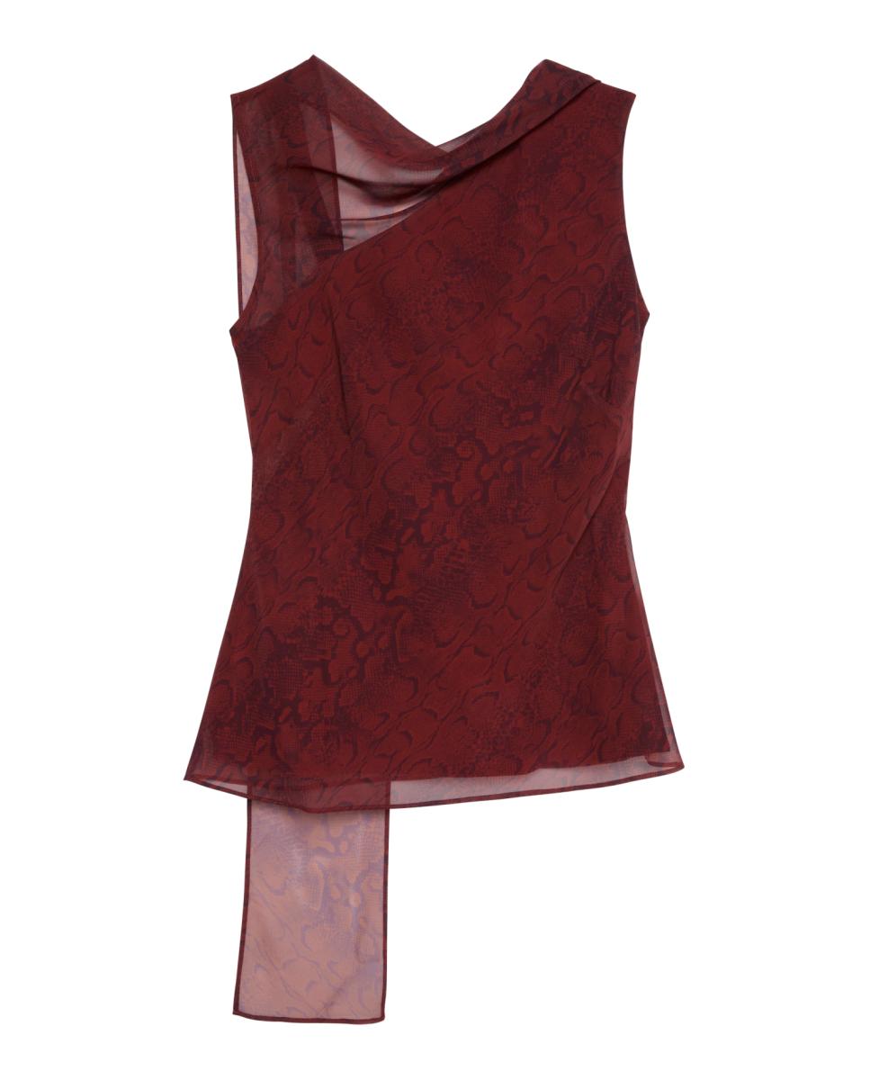 Top de mujer con pañuelo gasa estampada - Calvin Klein - Marrón oscuro Marrón oscuro-7