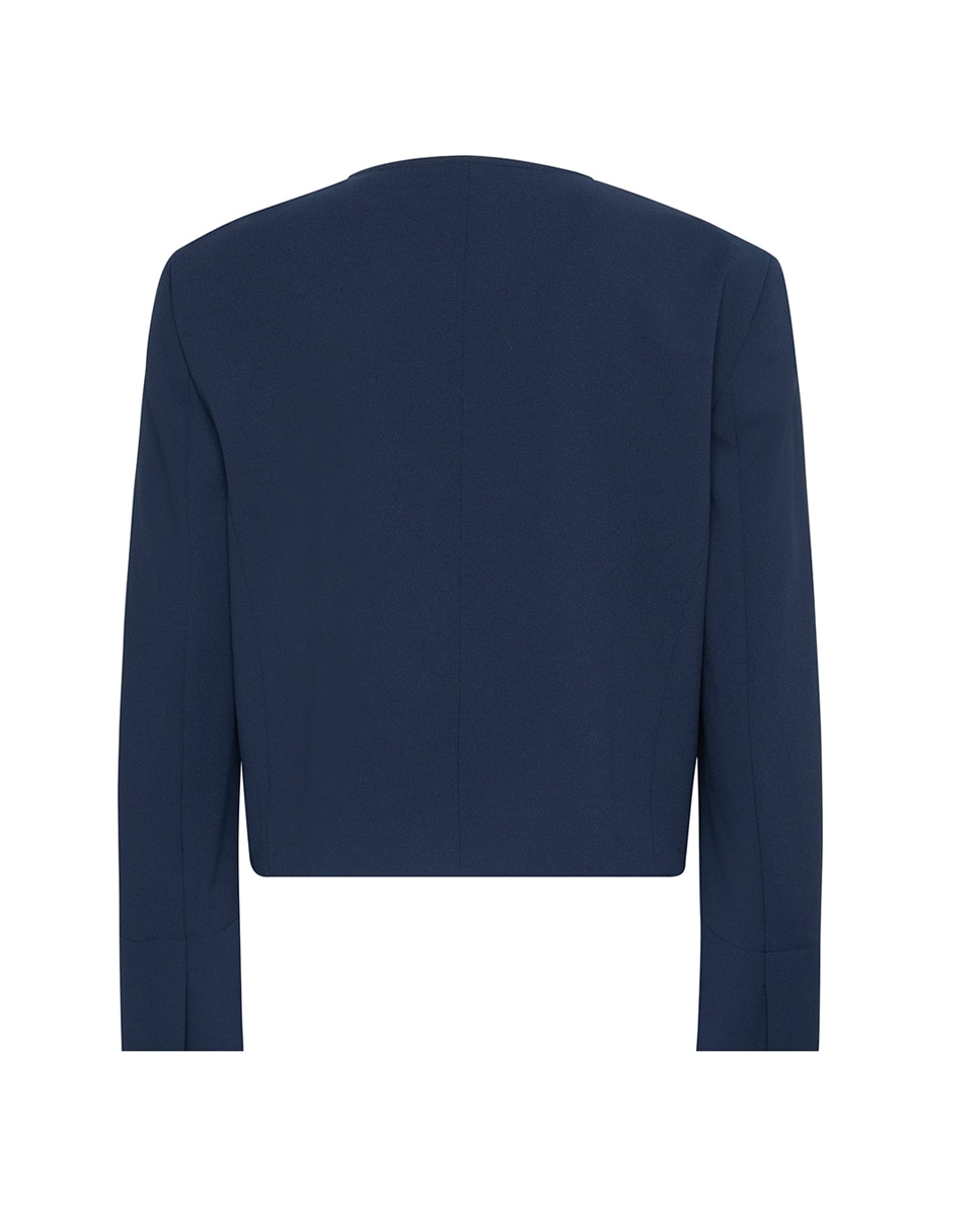 Casaco Curto em Crepe Azul-5