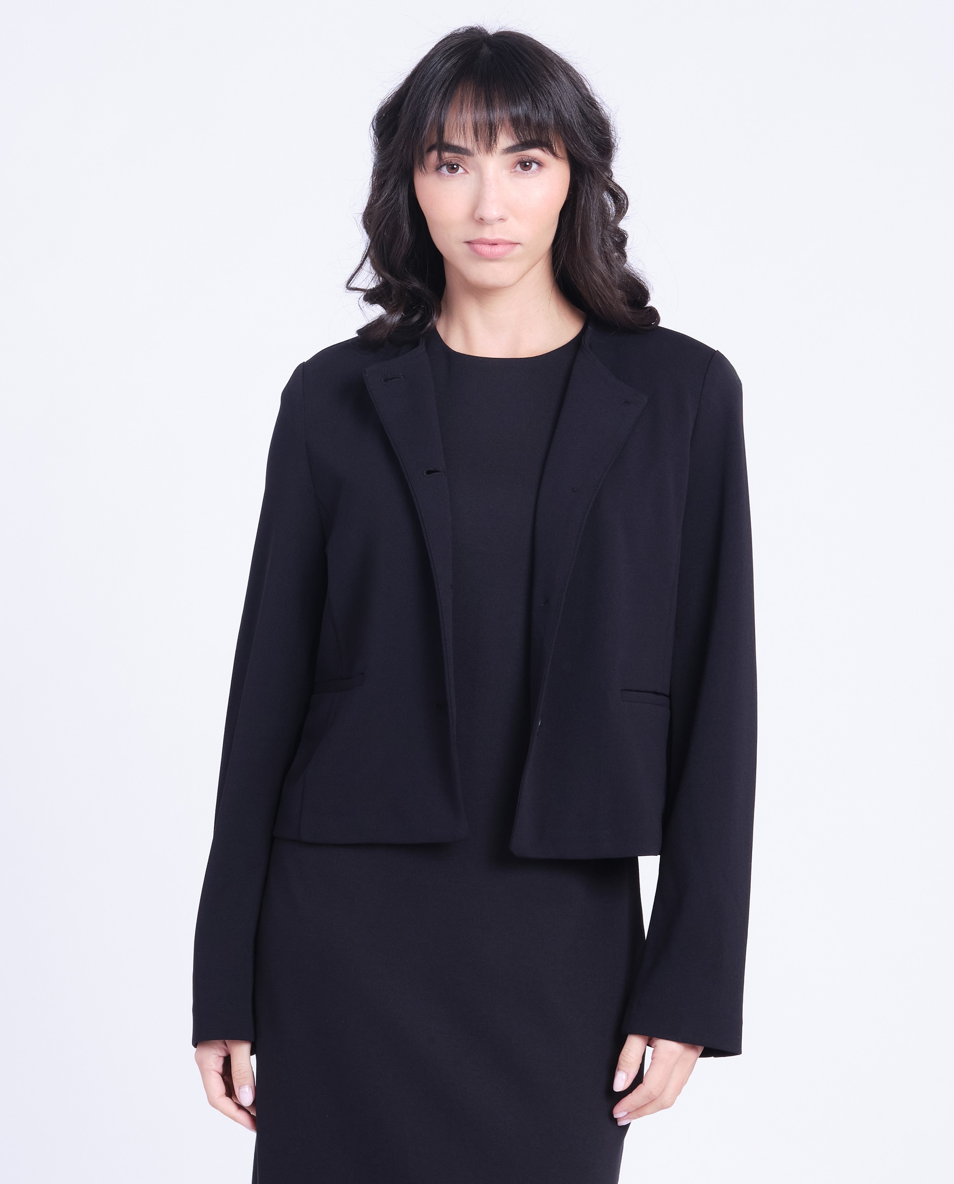 Chaqueta corta de mujer en crepe - Calvin Klein - Negro Negro-1