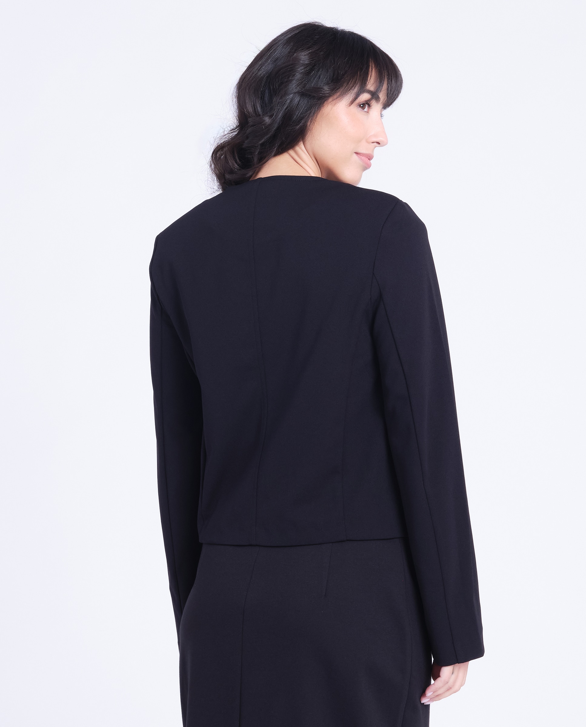 Chaqueta corta de mujer en crepe - Calvin Klein - Negro Negro-2