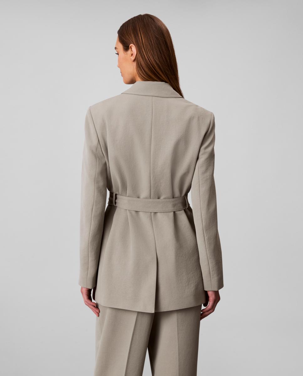 Blazer Casual de Sarja com Cinto Cinzento-2