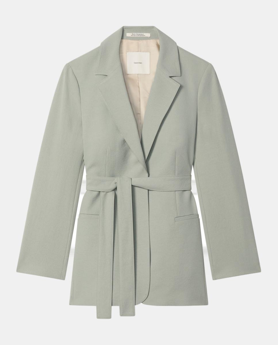 Blazer Casual de Sarja com Cinto Cinzento-6