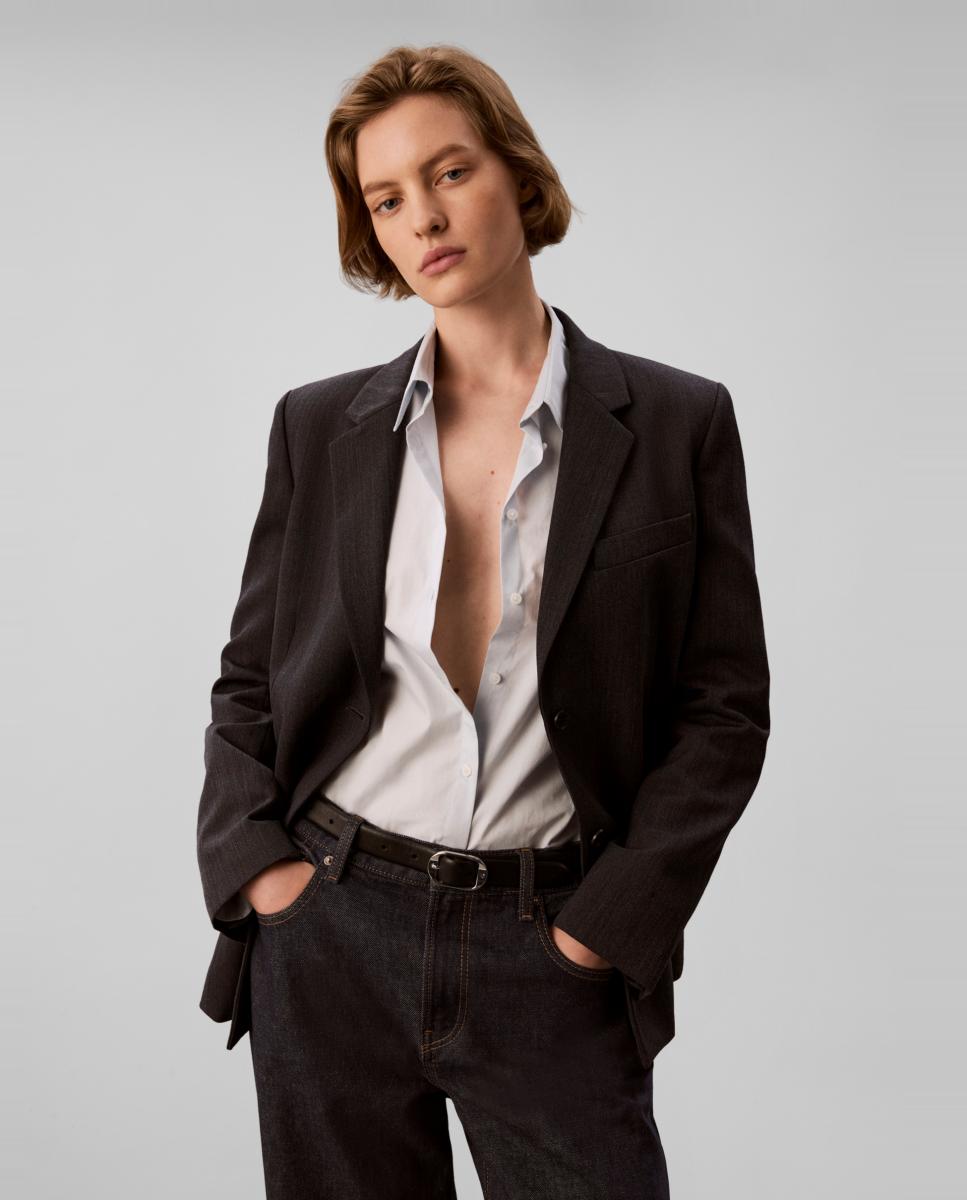Blazer de mujer con cinturón - Calvin Klein - Gris oscuro Gris oscuro-1