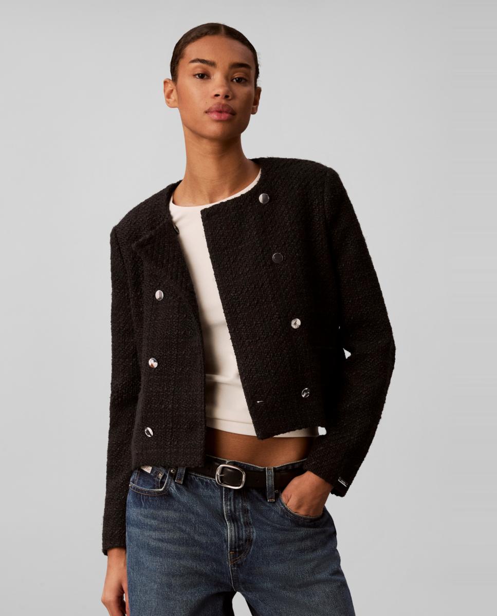 Imagen 0 de Chaqueta de mujer tweed botones Negro