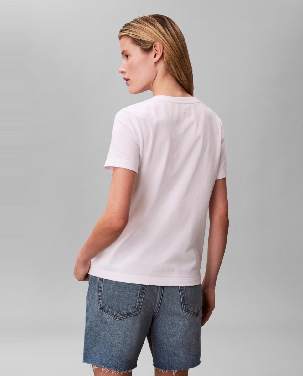 T-shirt Gráfica com Decote em V Branco-2
