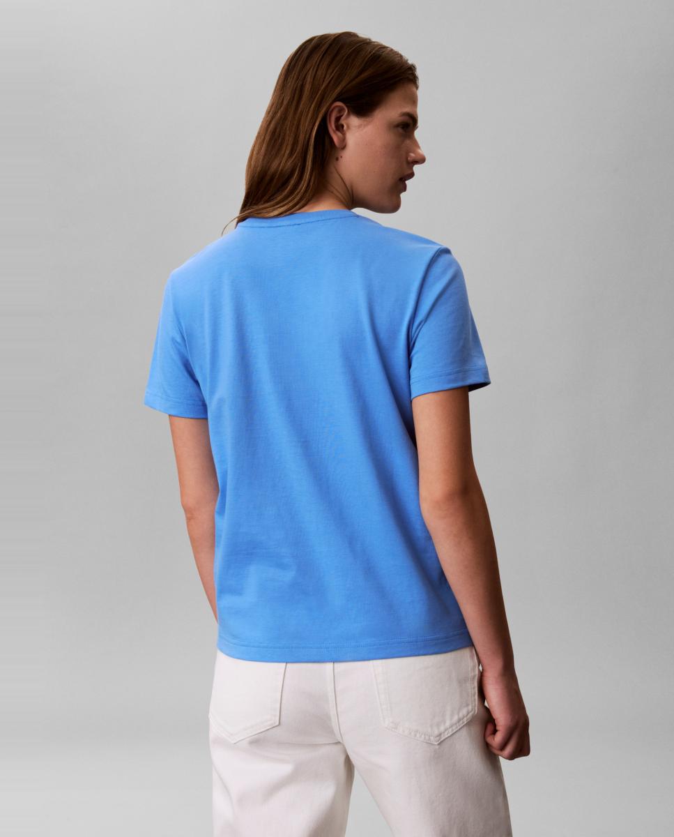 T-shirt de mulher com manga curta Azul-2