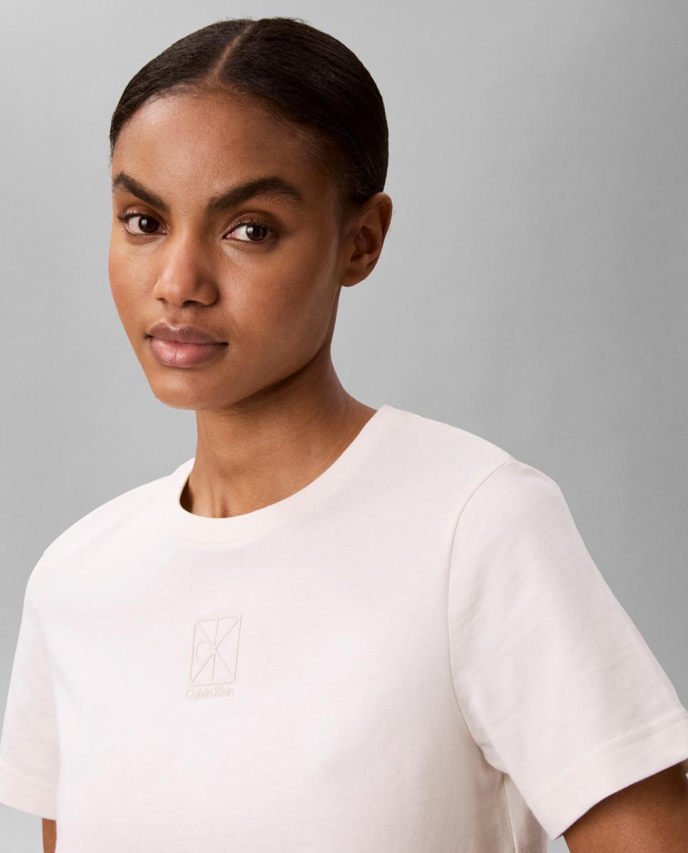 T-shirt de mulher com manga curta Branco-3