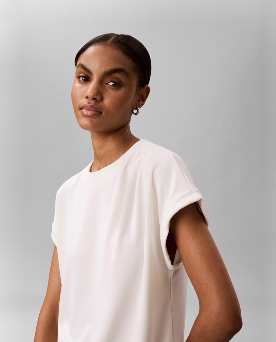 T-shirt de mulher com manga curta Branco-3