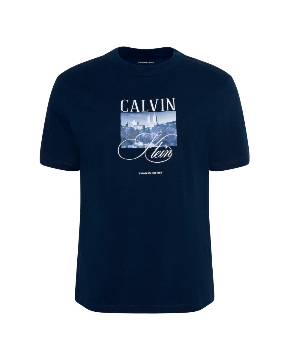 T-shirt de Manga Curta com Estampado de Cidade Azul-marinho-5