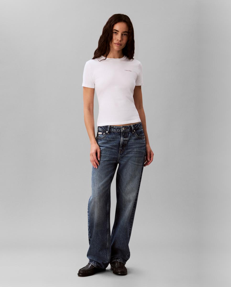 T-shirt de mulher com manga curta Branco-7