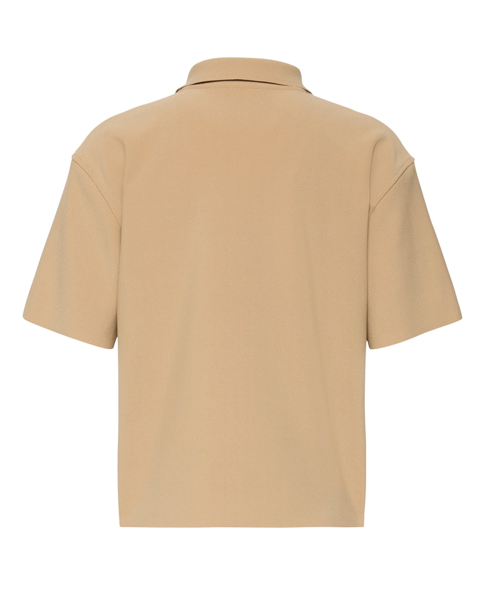 Polo com Fecho de Correr Bege-8