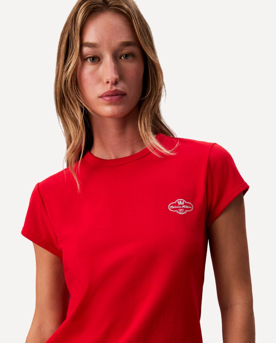 T-shirt com Logótipo Metalizado Vermelho-2