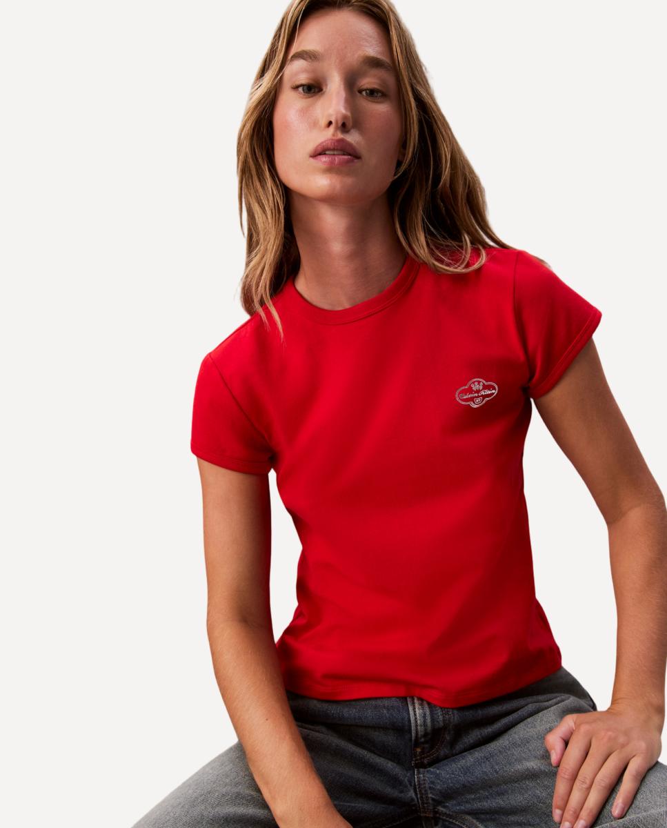 T-shirt com Logótipo Metalizado Vermelho-3