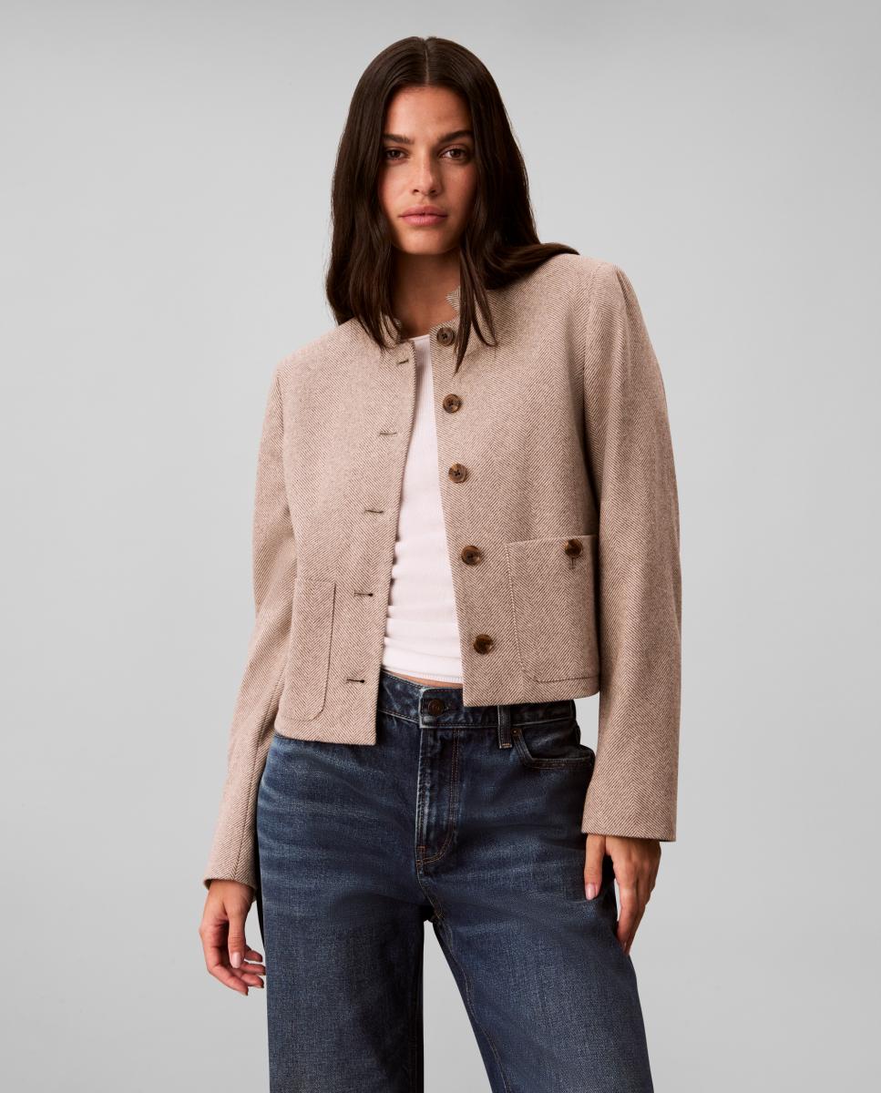 Imagen 0 de Chaqueta de mujer lana espiga Marrón