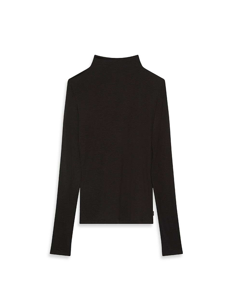 Camisola de malha de mulher com gola alta Preto-7