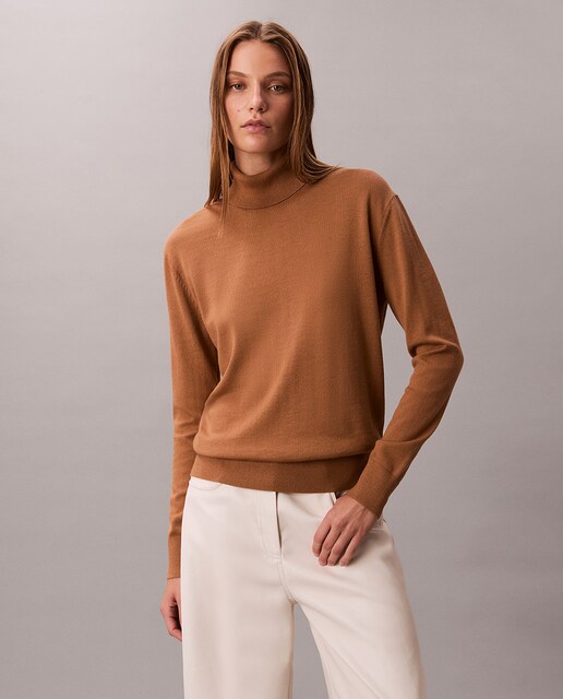 Imagen 0 de Jersey de punto de mujer cuello alto