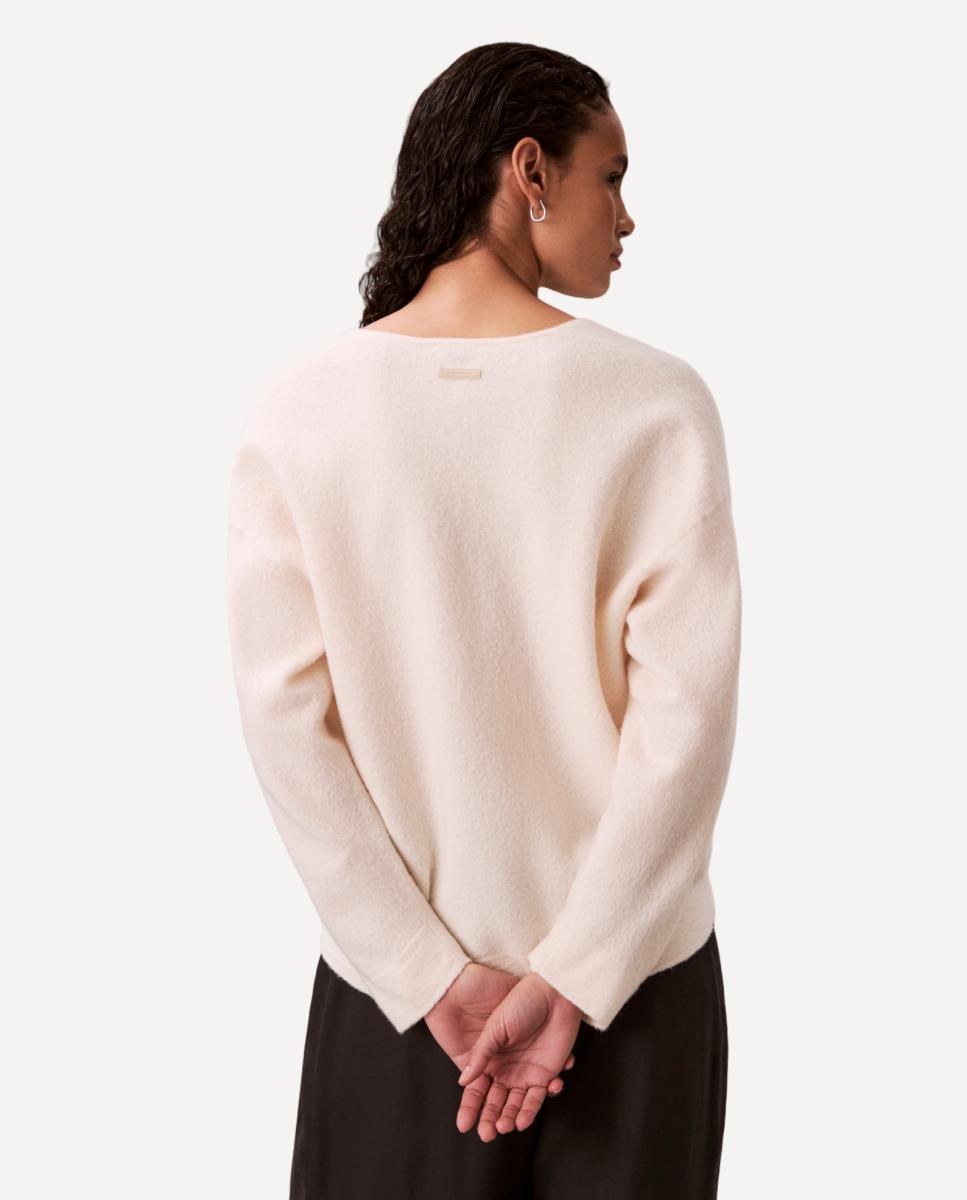 Camisola de Lã com Manga Comprida Cru-2