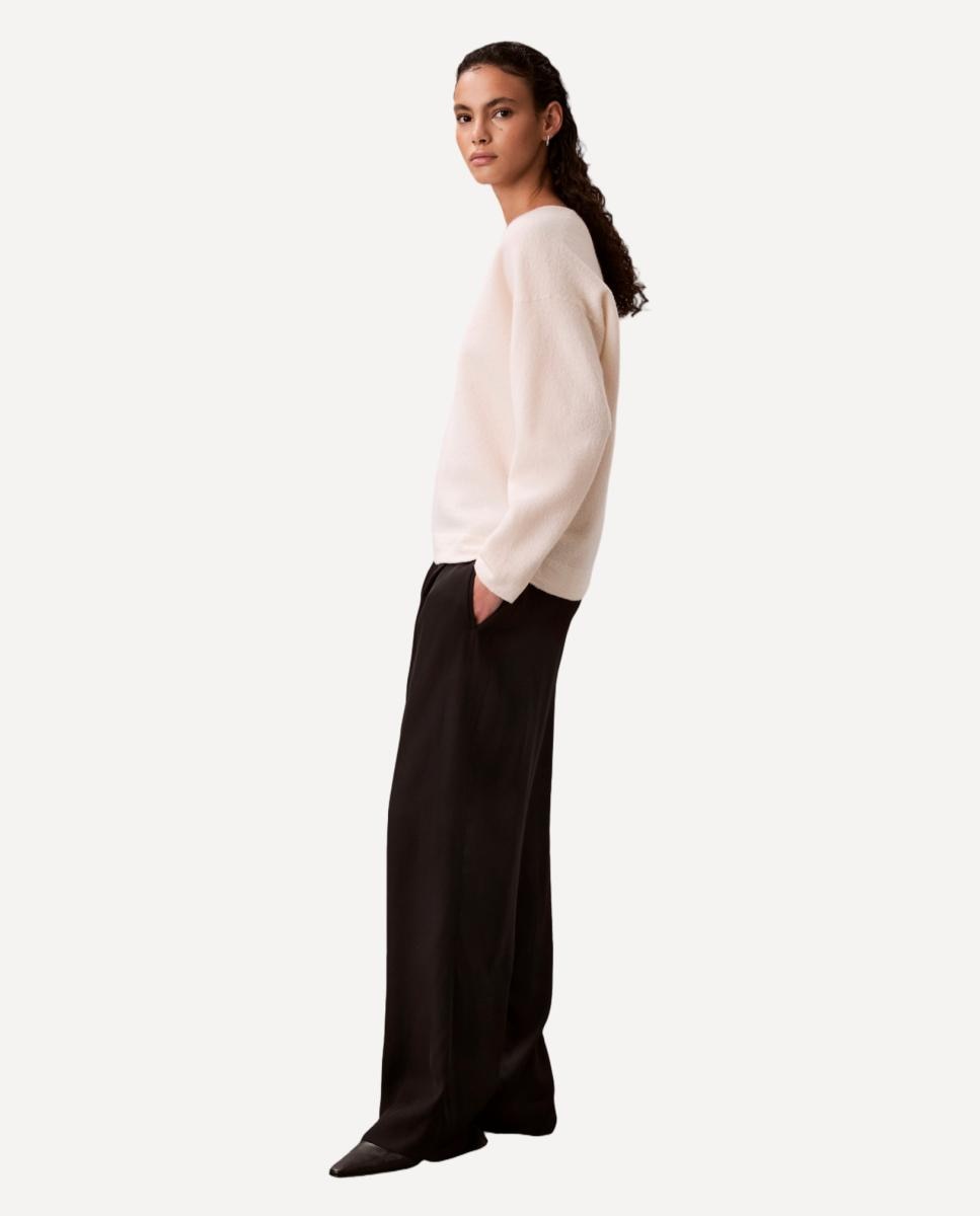 Camisola de Lã com Manga Comprida Cru-4