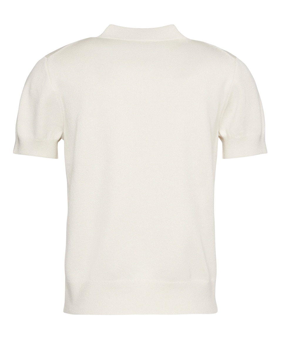 Camisola de malha com manga curta Creme-7