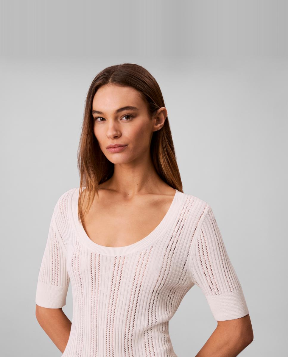 Camisola de Malha Fina Branco-3