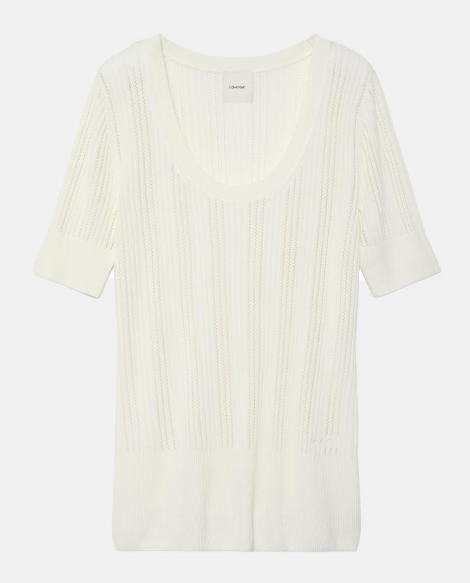 Camisola de Malha Fina Branco-5