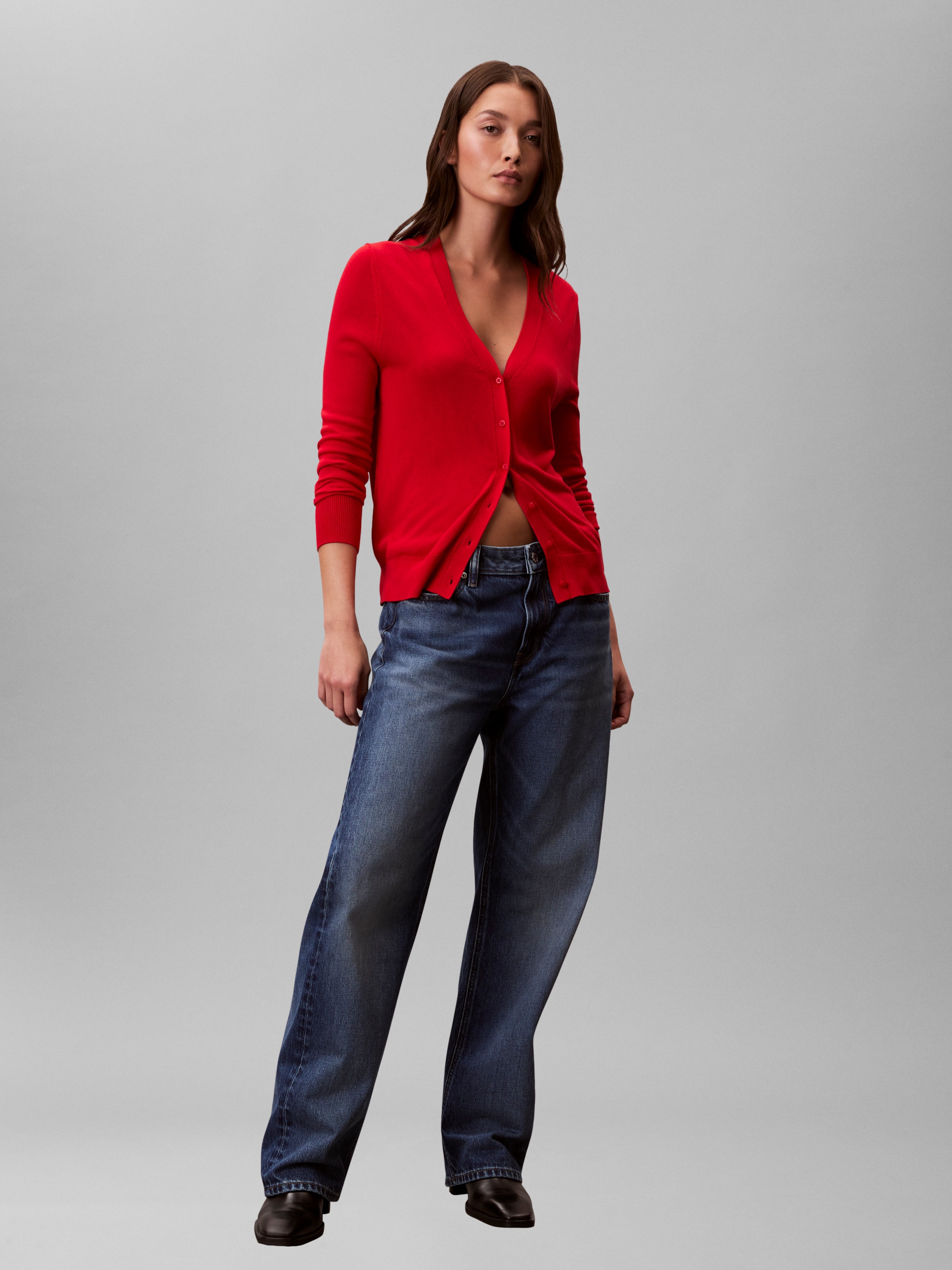 Cardigan de Viscose Fino Vermelho-7