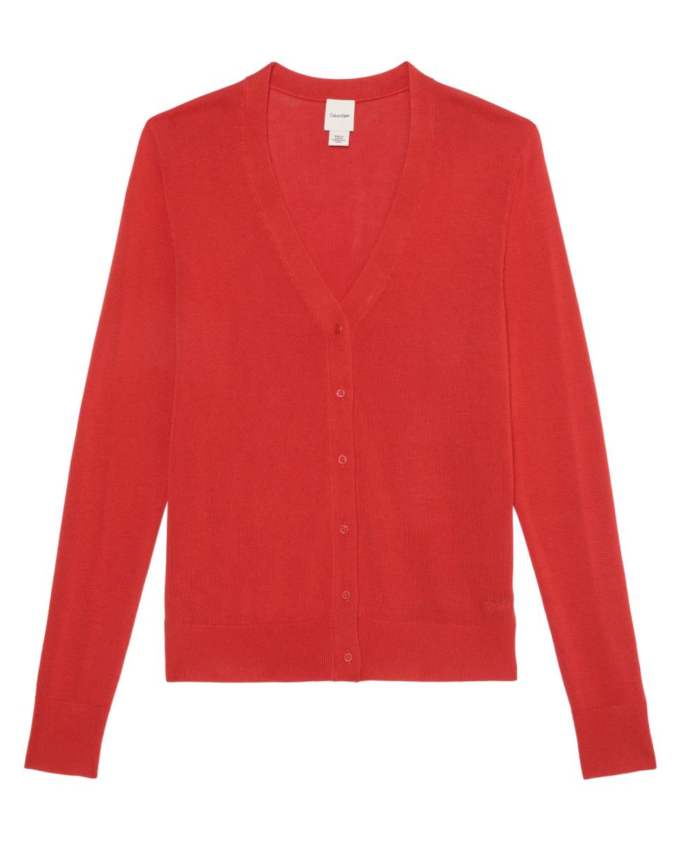 Cardigan de Viscose Fino Vermelho-6
