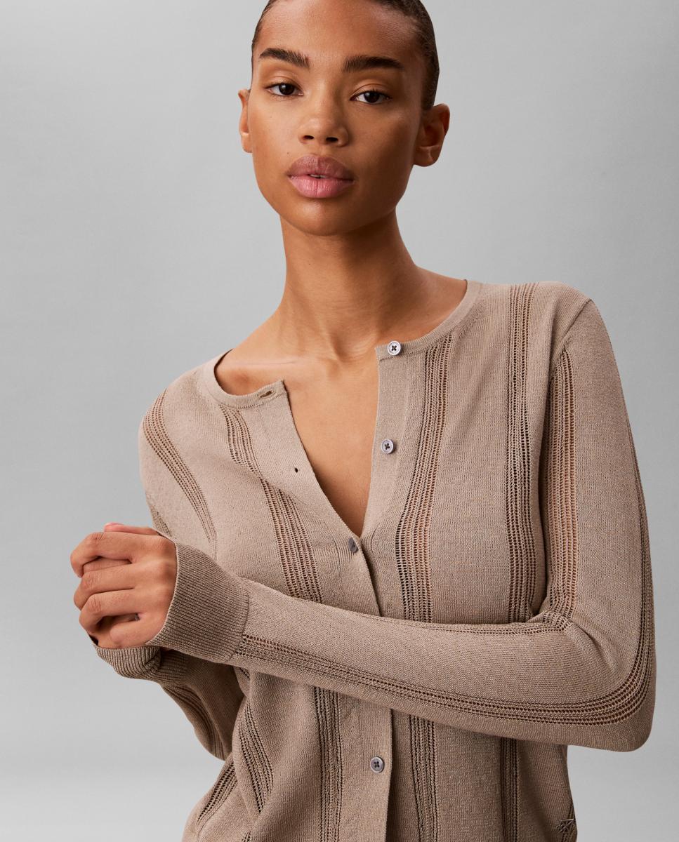 Cardigan de Linho Castanho-3