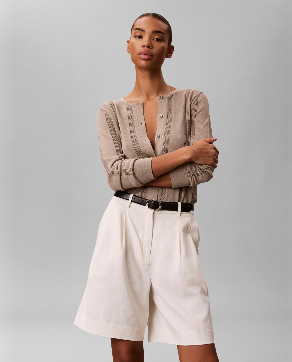Cardigan de Linho Castanho-4