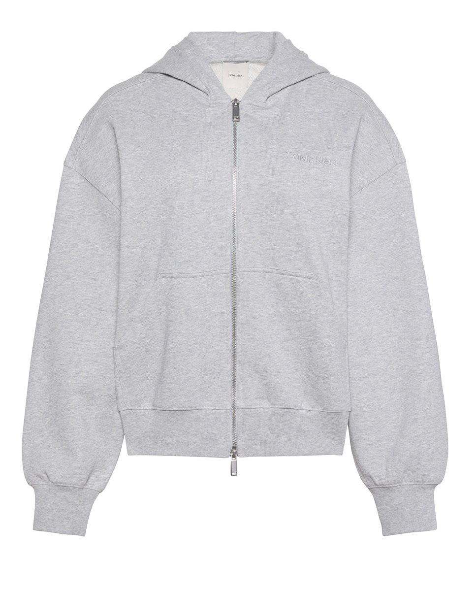 Sweatshirt com Capuz e Fecho de Correr Cinzento-claro-1